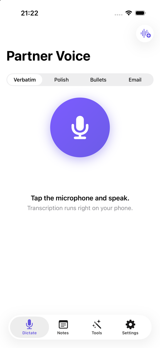 Dictation on iPhone