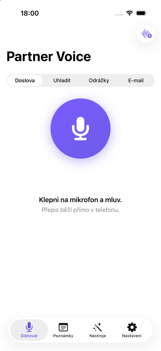 Diktování na iPhonu